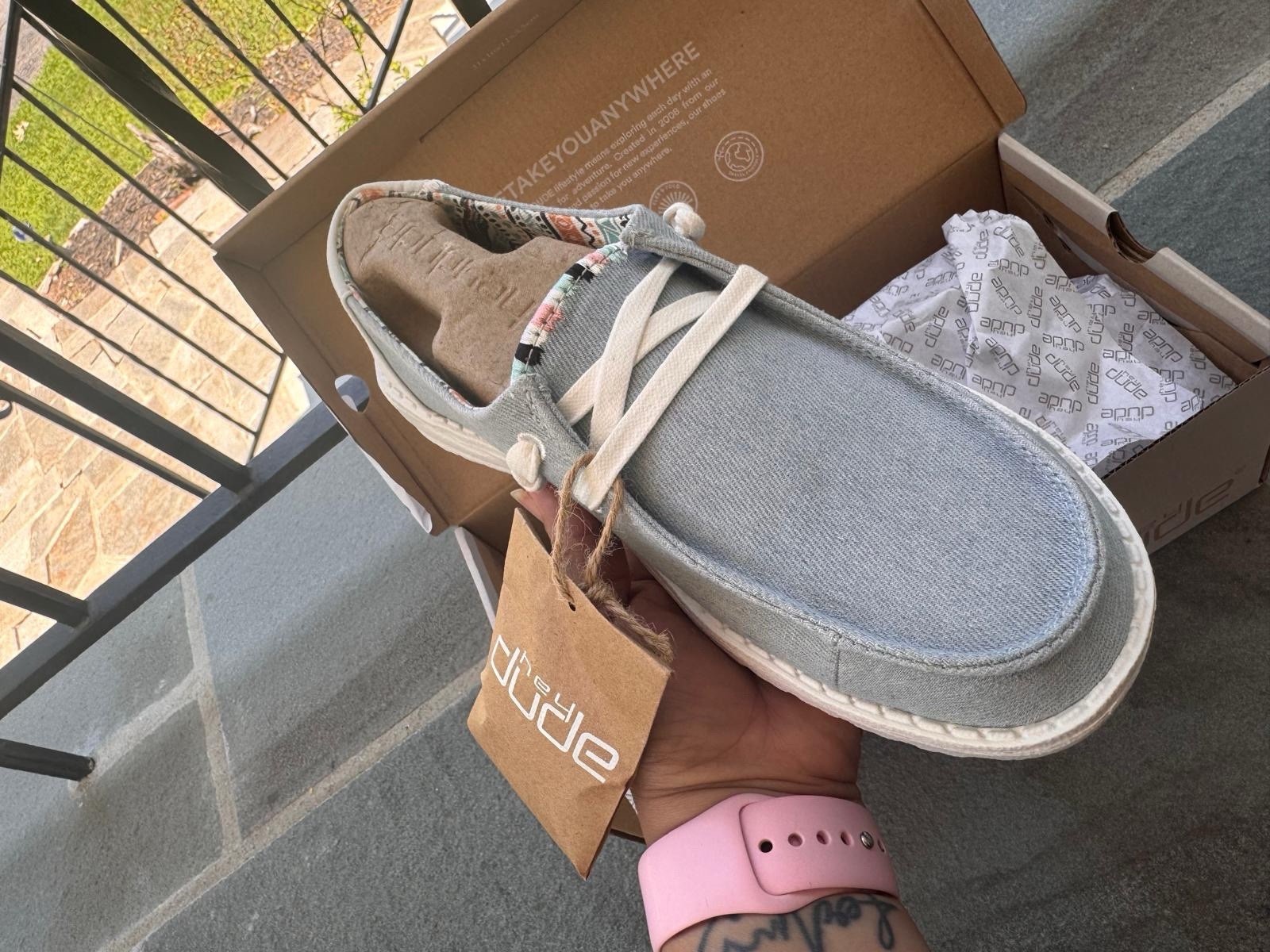 Hey Dude Wendy Boho Light Denim Women’s US 6 EU 37 Slip On Shoes New With Box