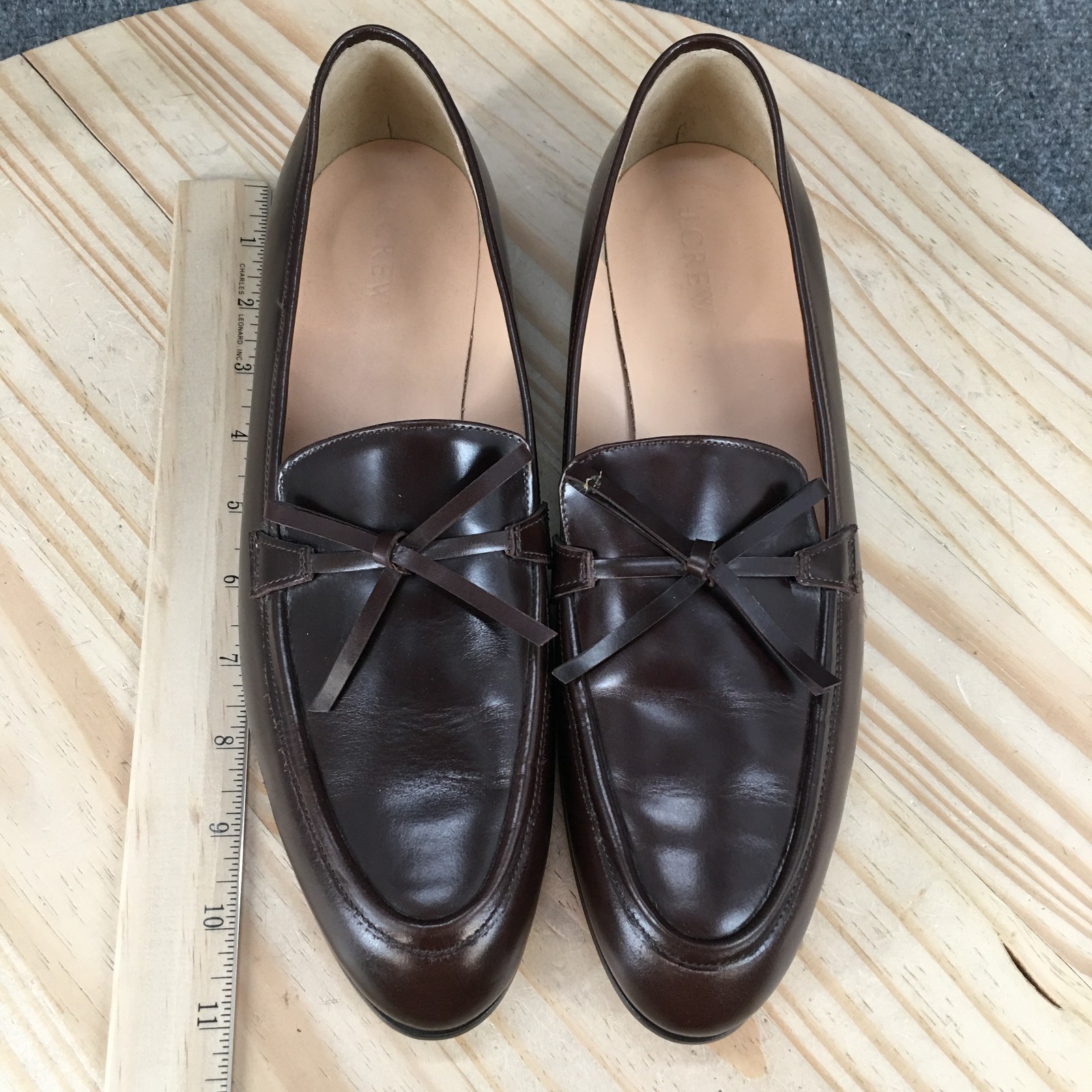 NEW J Crew Shoes Womens 10.5 Casual Slip On Moc Toe Flat Loafers Brown Leather