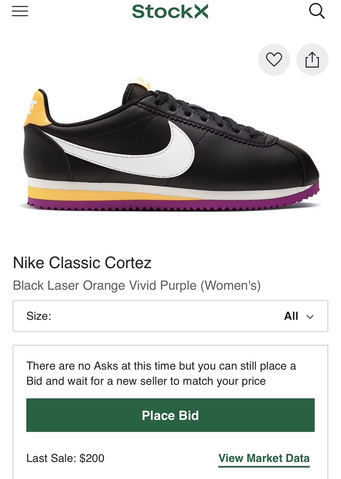 Nike Classic Cortez 15 – Women’s 7 – Black Laser Orange – NEW