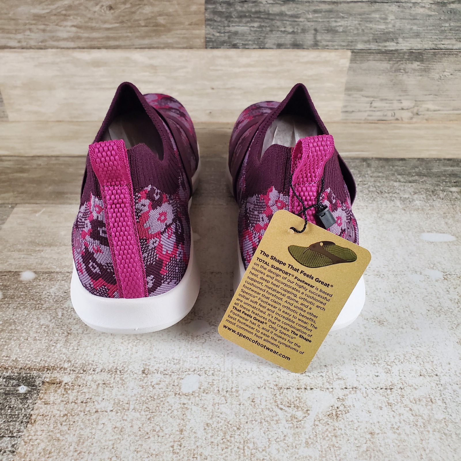 Spenco Karma Womens Shoes Sz 9 D Running Fuchsia Stretch Floral Slip On Sneakers
