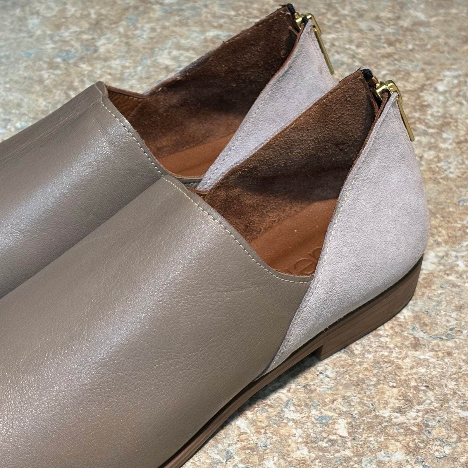 Bueno Beau Pointed Toe Loafer Slip on Leather Suede Gray Quiet Luxury Shoes 39