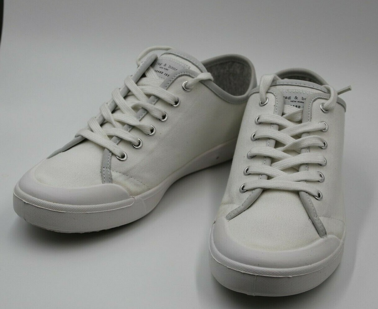 Rag & Bone Women’s Low Top Standard Issue Lace Up Low Top White Silver Sneakers