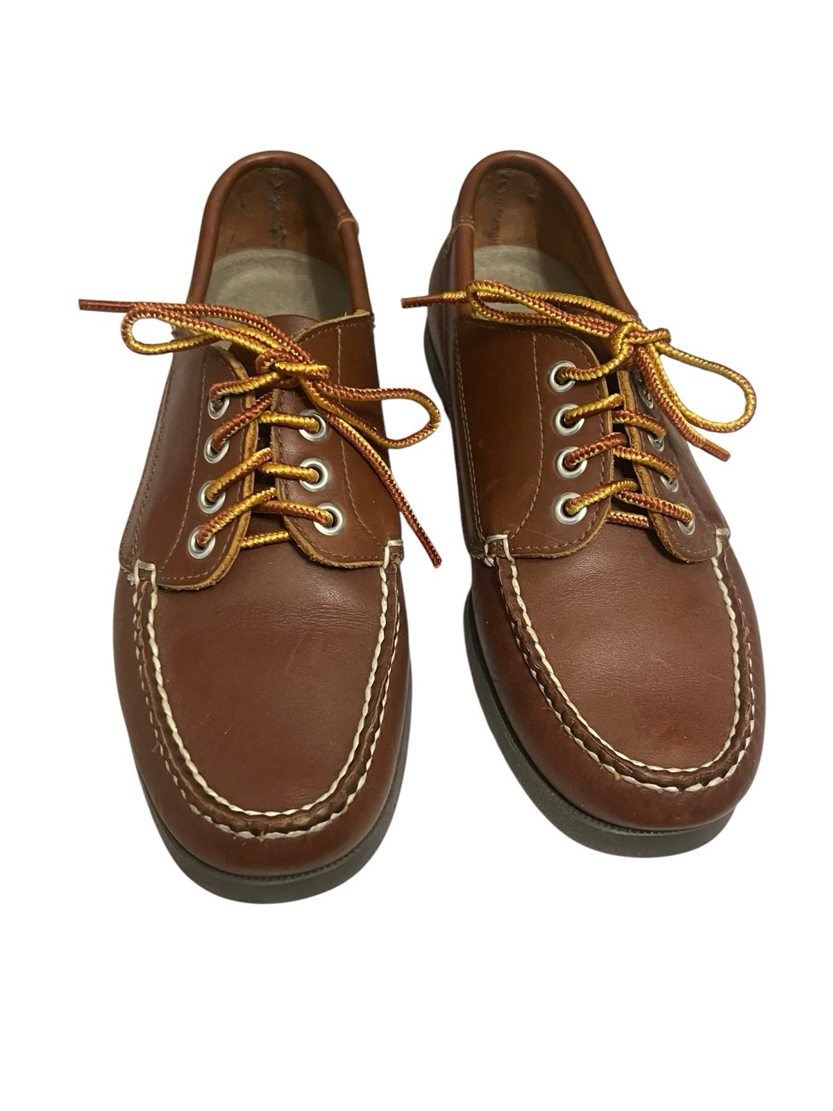 LL BEAN Hand Sewn Lace Up Moccasin Premium Leather Brown Women’s Size 9.5 M