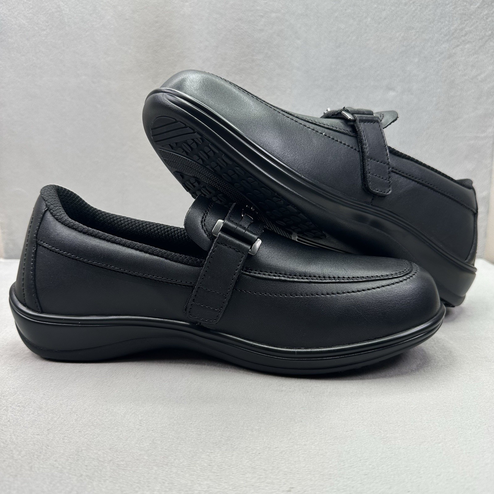 OrthoFeet Chelsea 817 Womens Size 12 (D) Shoes Black Leather Adjustable Comfort