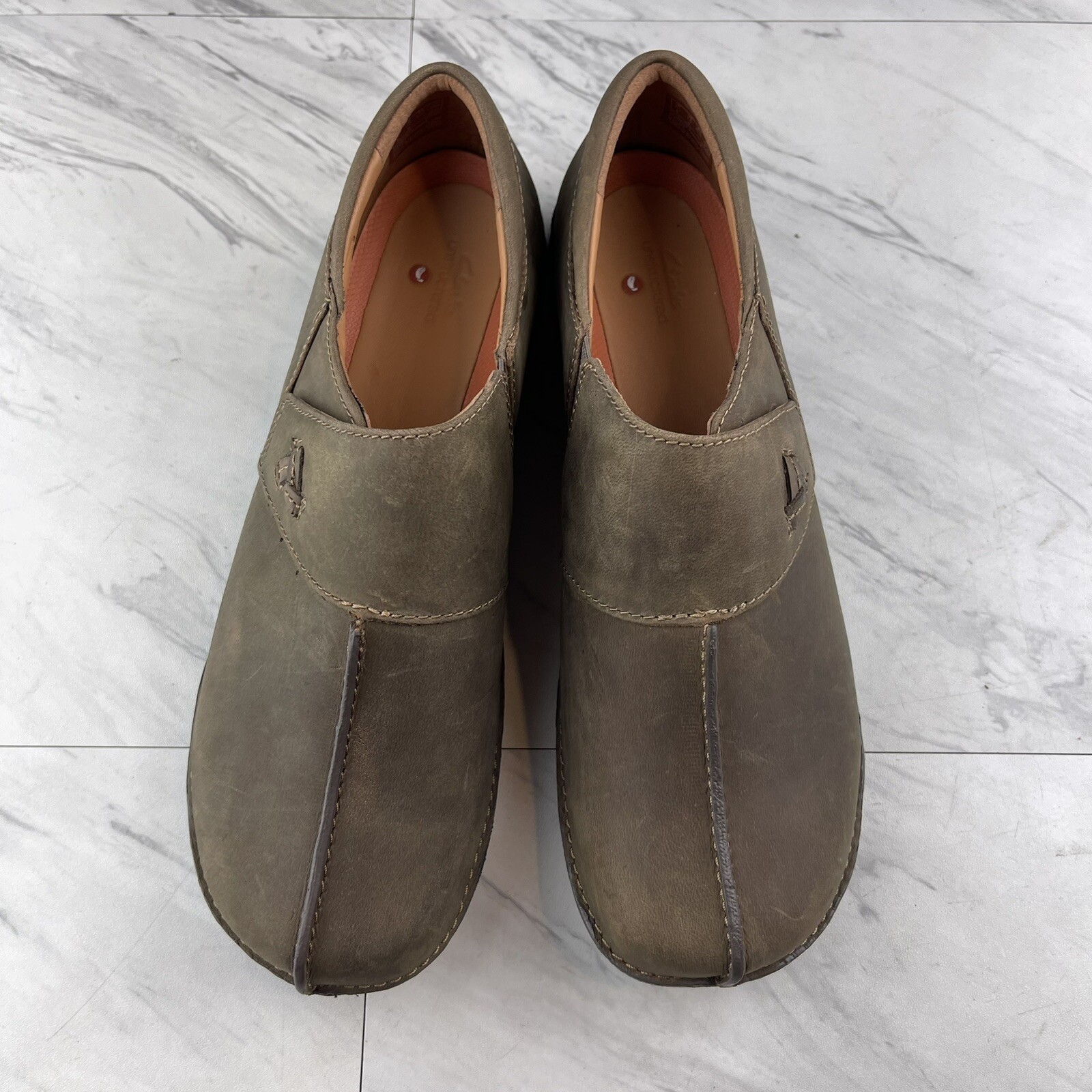 .Clarks Un Loop Ave Womens 10 W Wide Loafer Taupe Leather Shoes