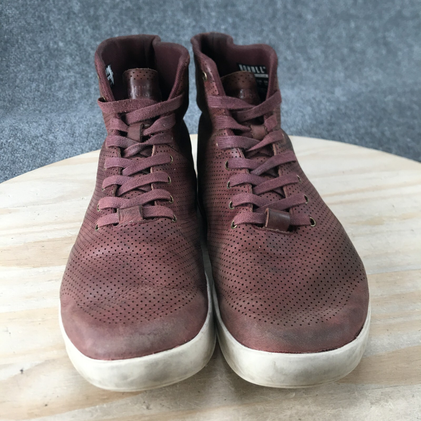No Bull Shoes Mens 8.5 Womens 10 Sneakers Burgundy Leather High Top Lace Up