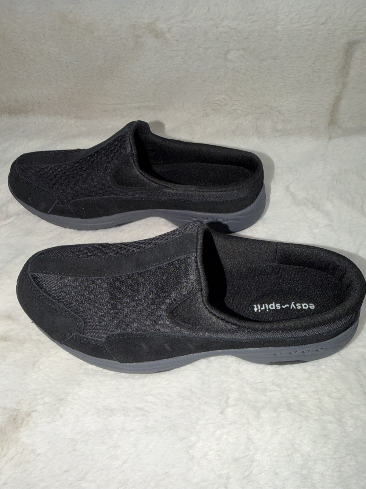 New! Easy Spirit Black Travel Time Slip-On Suede/Textile Clog Women’s Sz 7.5 M