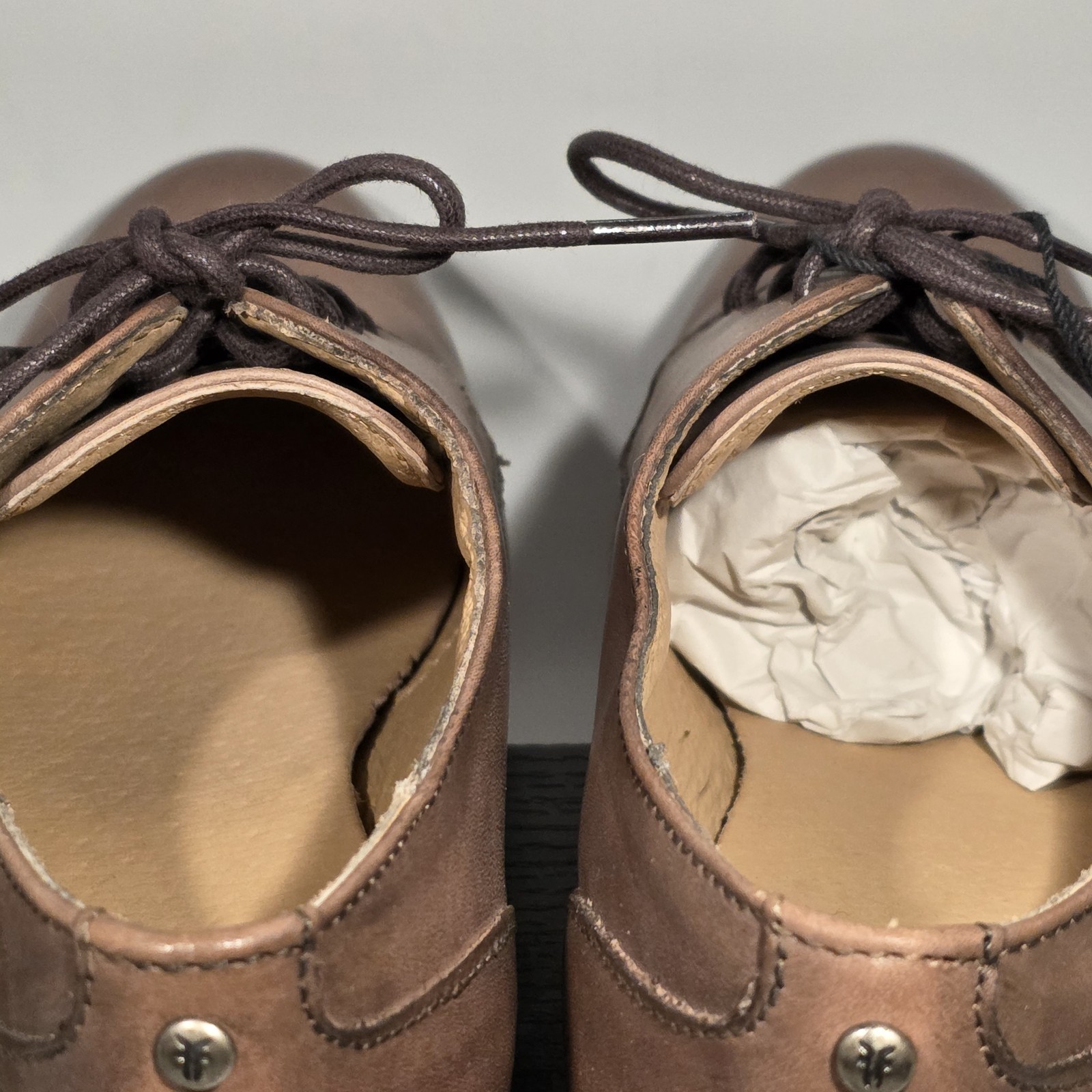 Frye Melissa Leather Plain Toe Oxfords Brown Lace Up Derby Shoes Women’s 8 B
