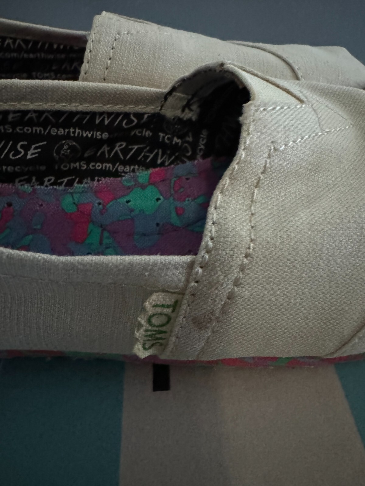 Womens TOMS Earth Recycled Sole Cotton Canvas 100% Original Brand Beige 8