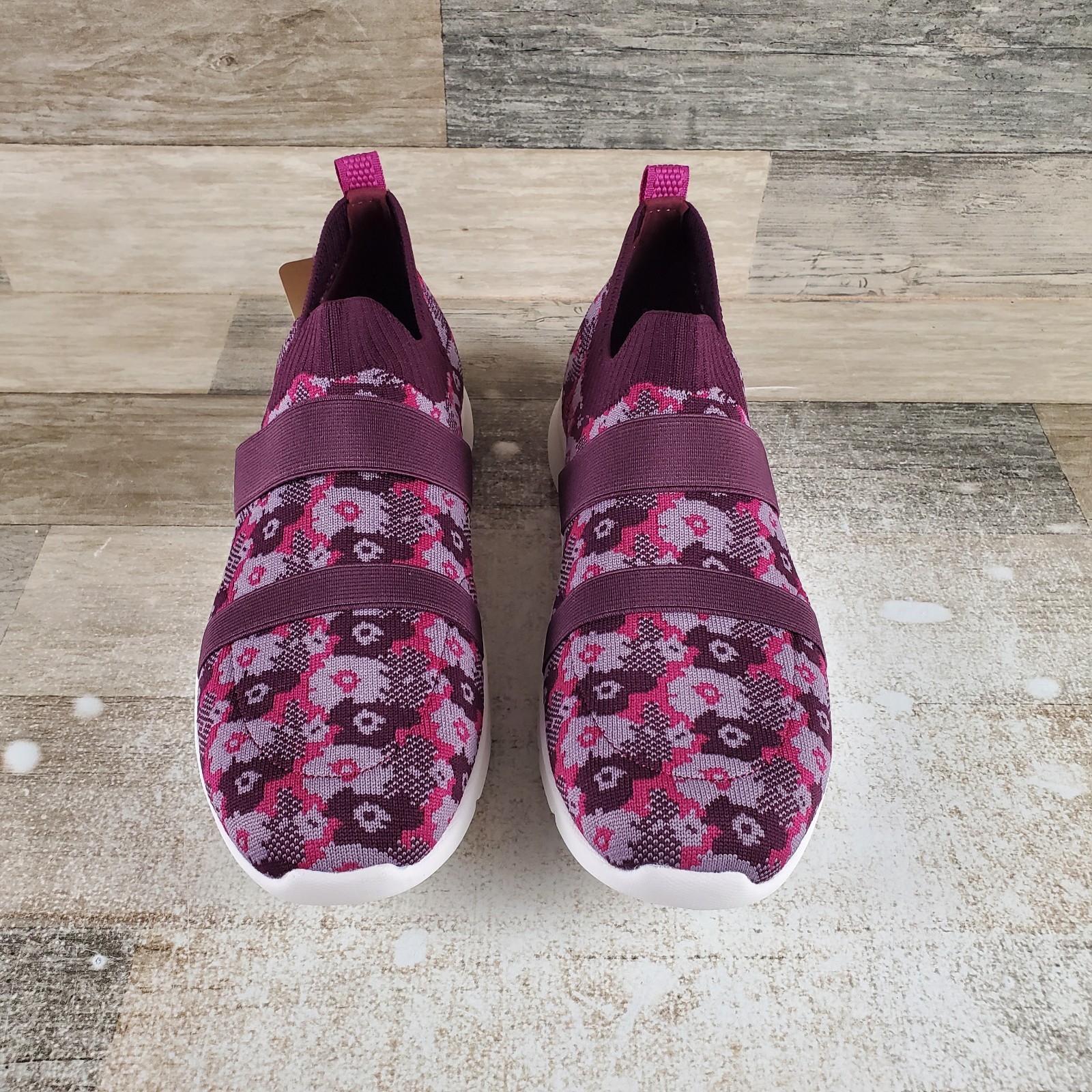 Spenco Karma Womens Shoes Sz 9 D Running Fuchsia Stretch Floral Slip On Sneakers