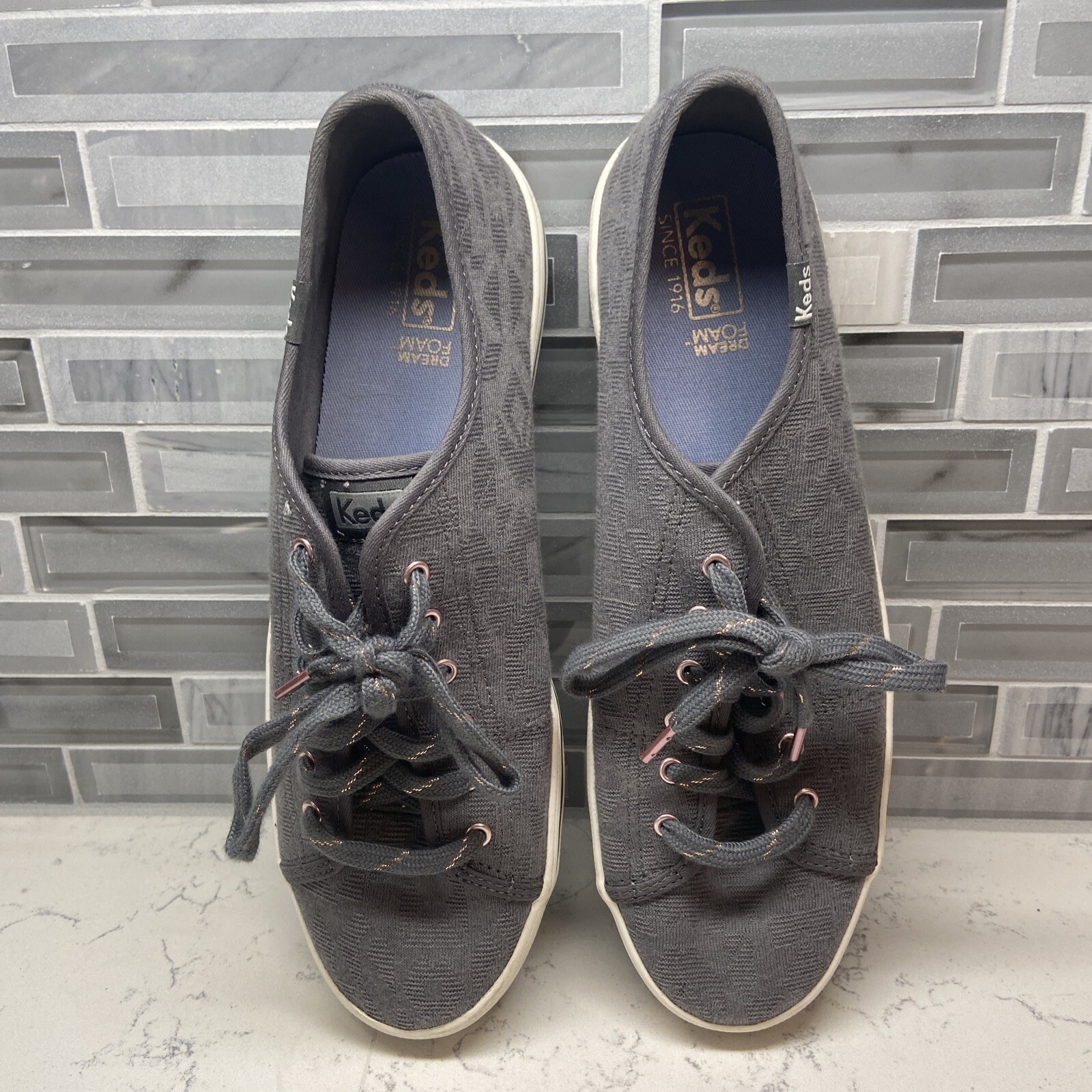 Keds Women’s Kickstart Geo Jersey Charcoal Sneakers. Size 9.5