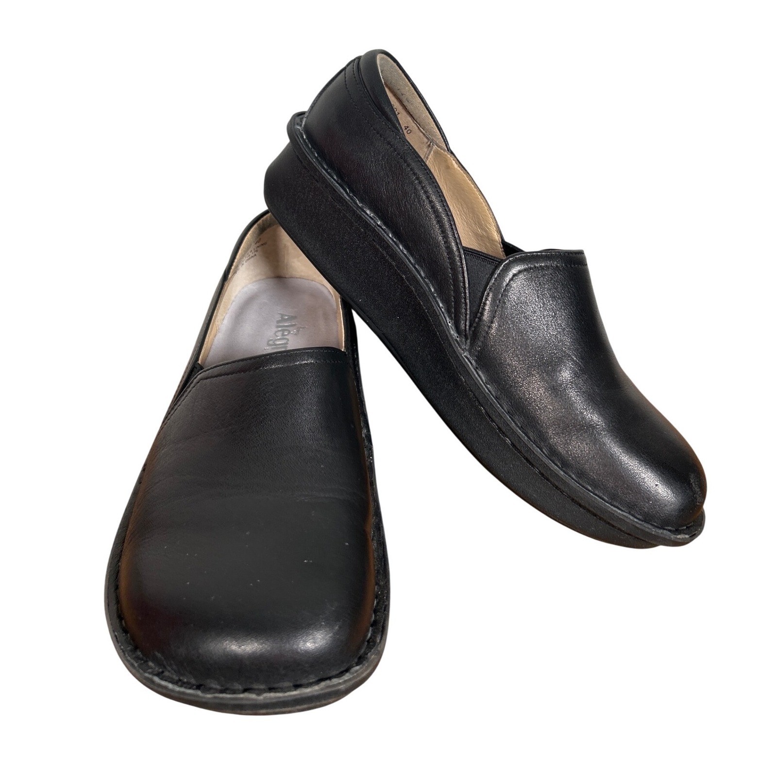 Alegria Debra Black Leather Professional Clogs Nursing Shoes Womens Sz 9.5-10