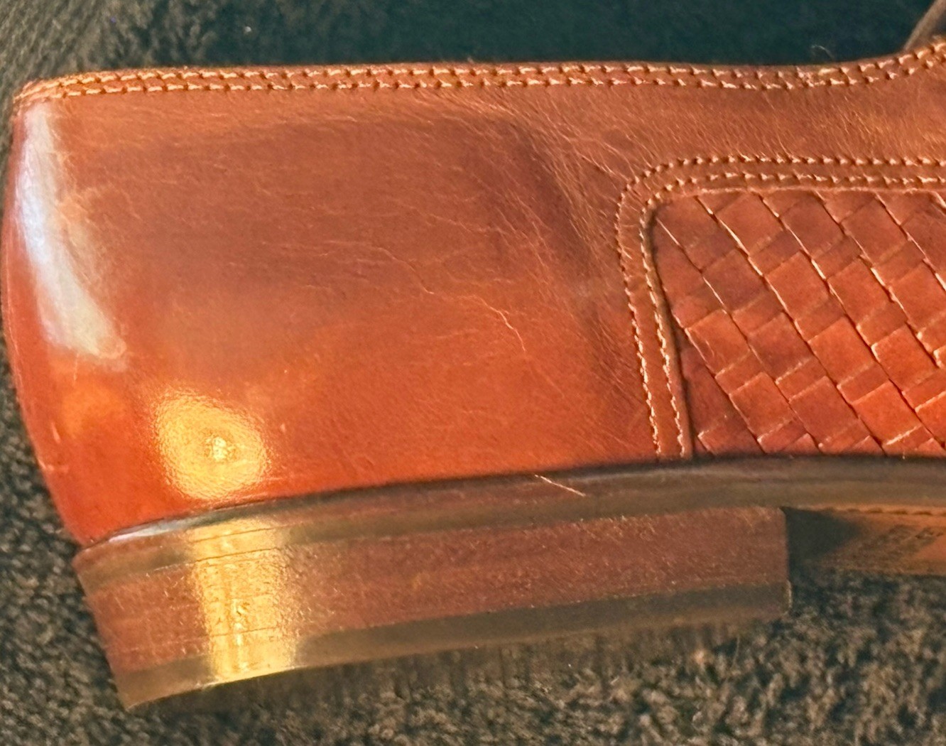 Vintage Bandolino Brown Woven Leather Oxford Women’s US10M Made In Brazil