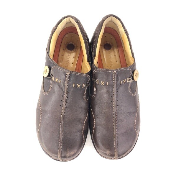 Clarks Un.Loop Slip-On Loafer Shoes Womens Size 7.5 Brown Leather Casual Comfort