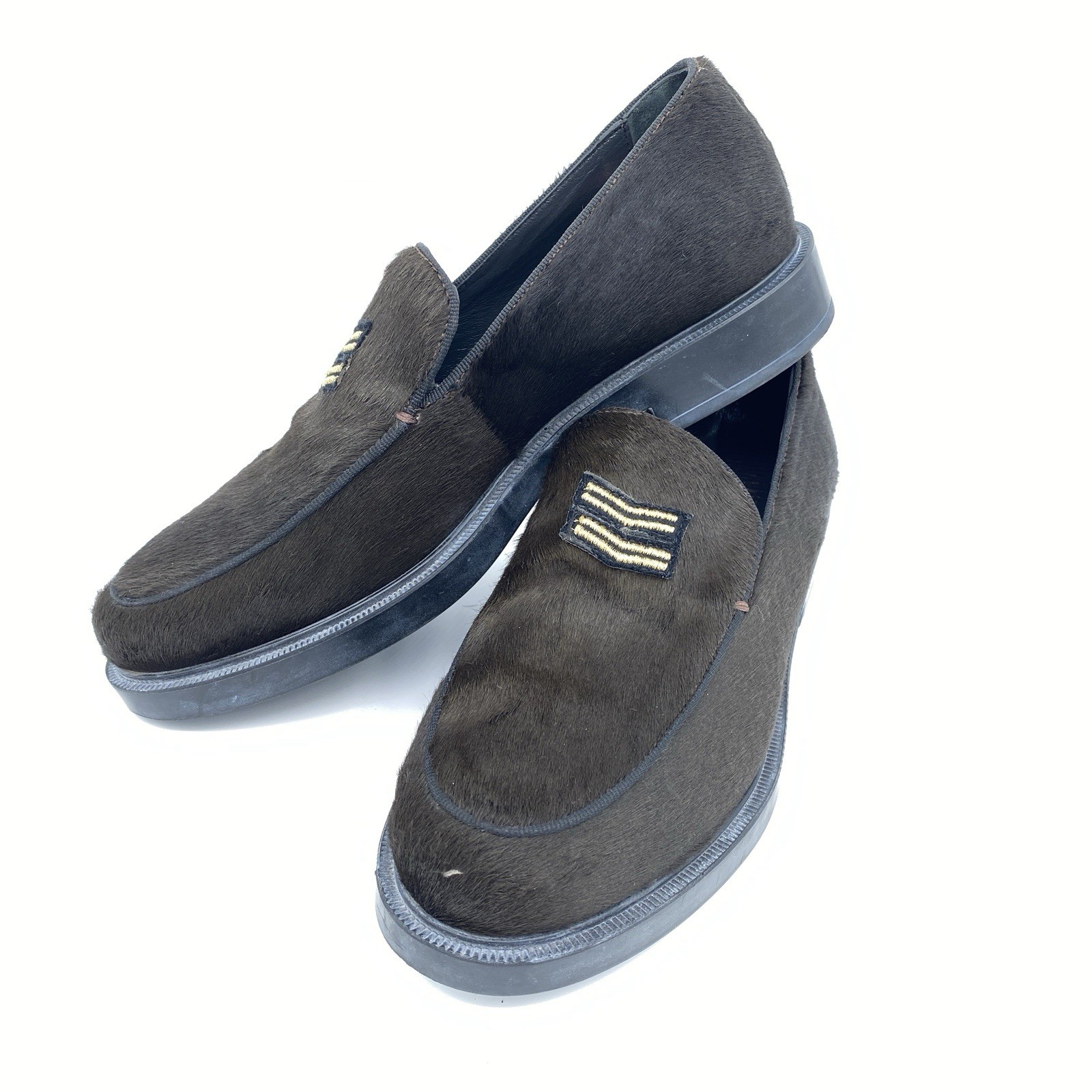 Triver Flight Pony Hair Loafers Shoes Womens 7 EU 37 Brown Italy Slip On