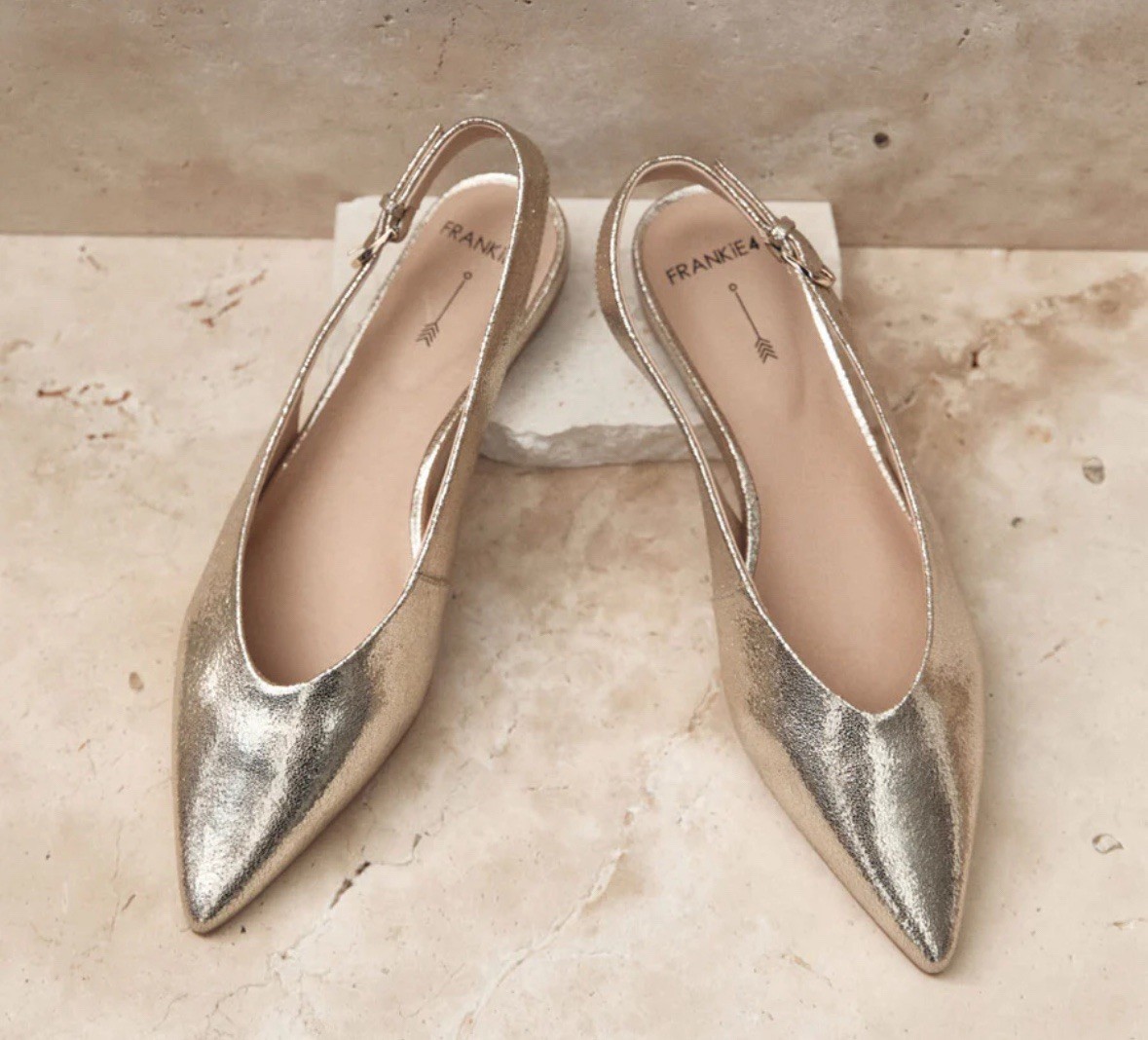 Frankie 4 Luna Gold Shoes Size 7 Sling Back Flats Slip On Comfort Shoes Leather