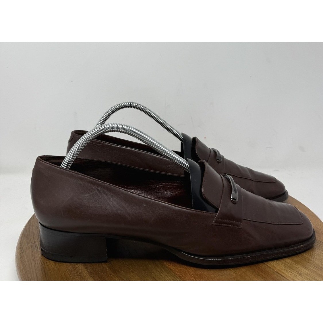 Bally Shoes Mens Size 10.5 Brown Leather Metal Bit Loafers Dress Slip On Vibram