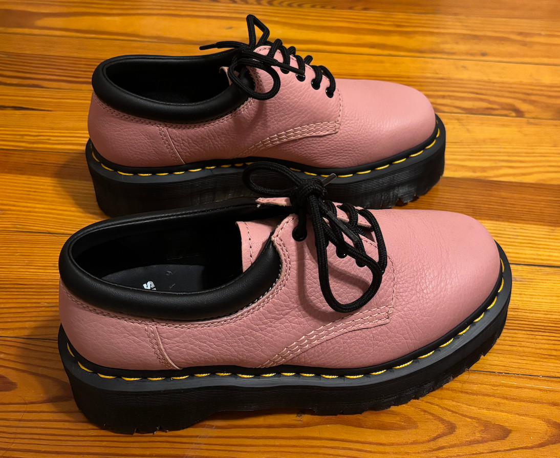 Dr. Martens 8053 Pisa Leather Platform Casual Shoes, Women Size 8, Peach Beige