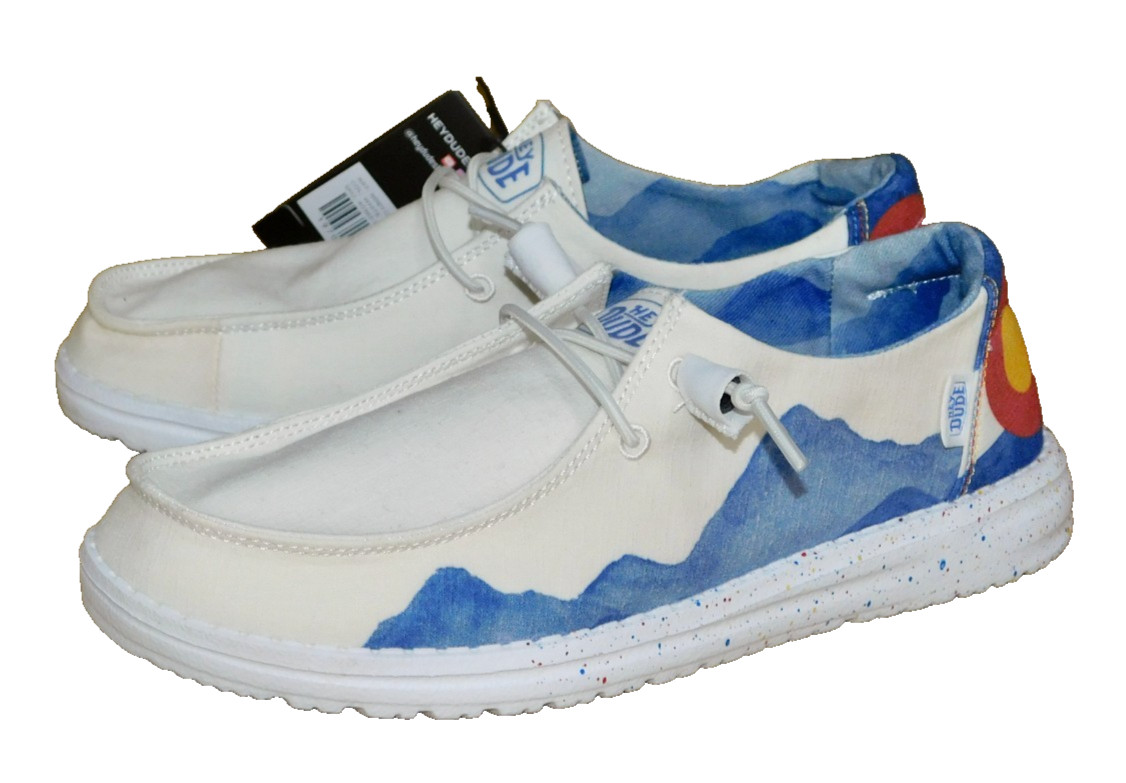 HEY DUDE Wendy Colorado Watercolor Slip Ons Wmn Size 6 Off White Multi 40383-001