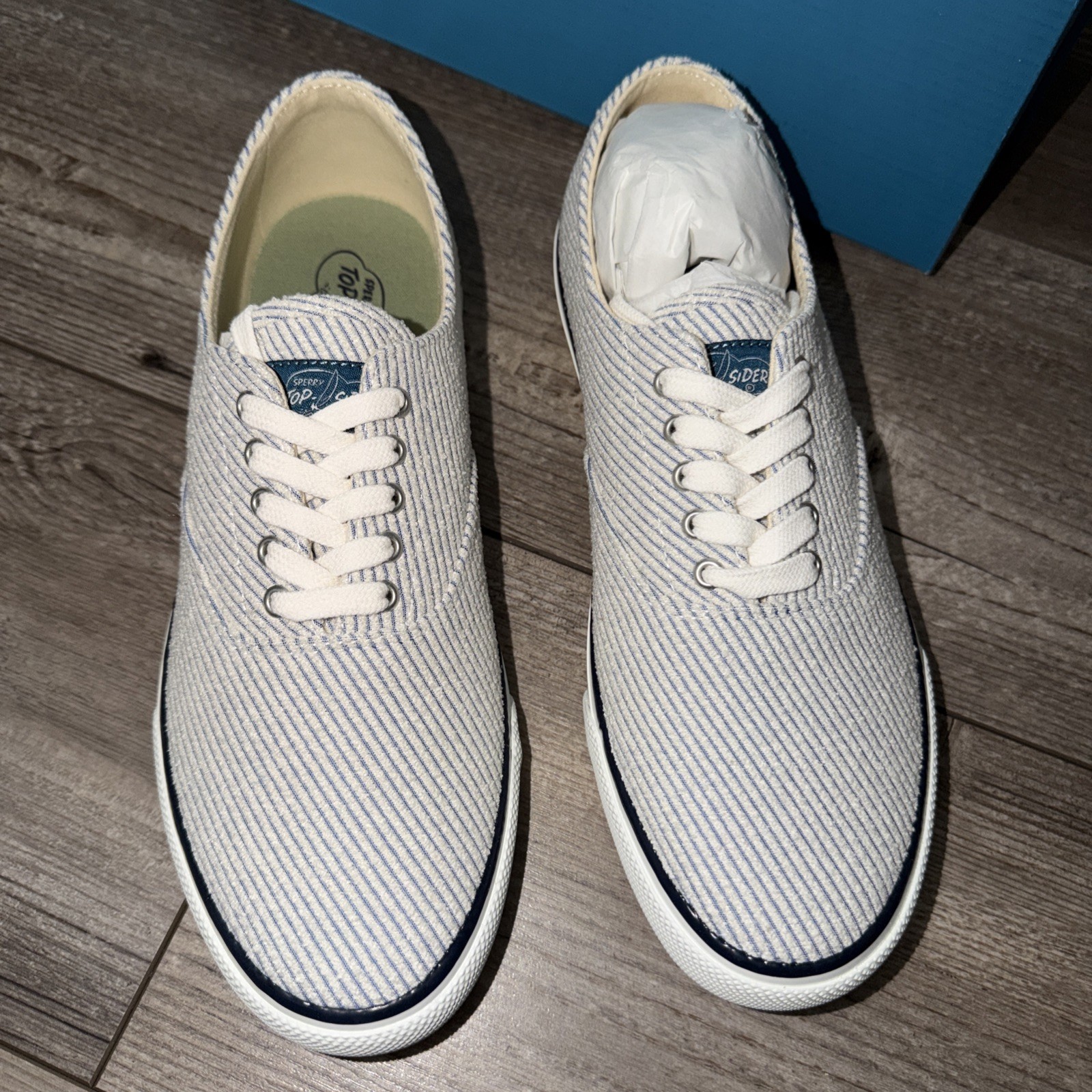 Sperry Shoes Womens 10 Classic CVO Sneaker Blue & White Striped New In Box