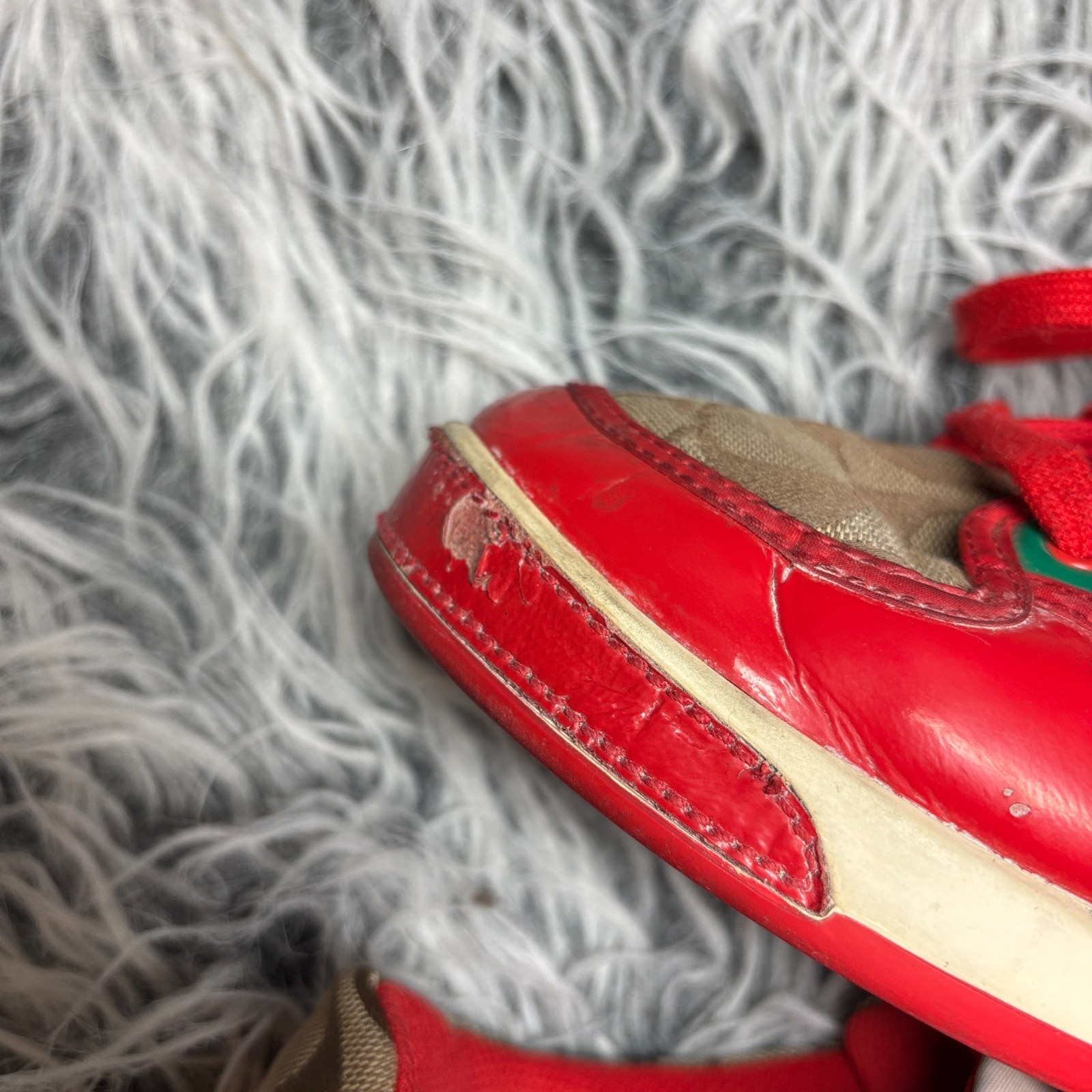 VTG Coach Canvas Leather Sneakers Red Monogram Signature Colorblock US Sz 9.5