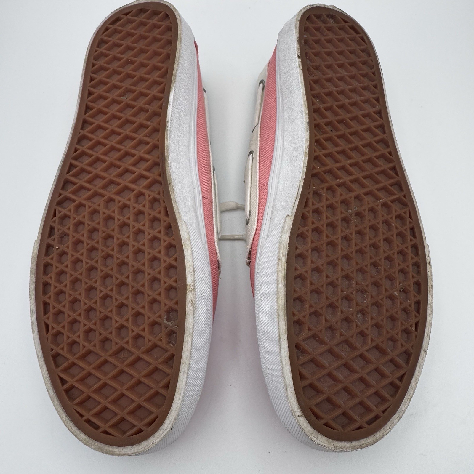 Vans Surf Siders Boat Shoes Womens Size 8.5 Chauffeur Lace Up Pink Beige