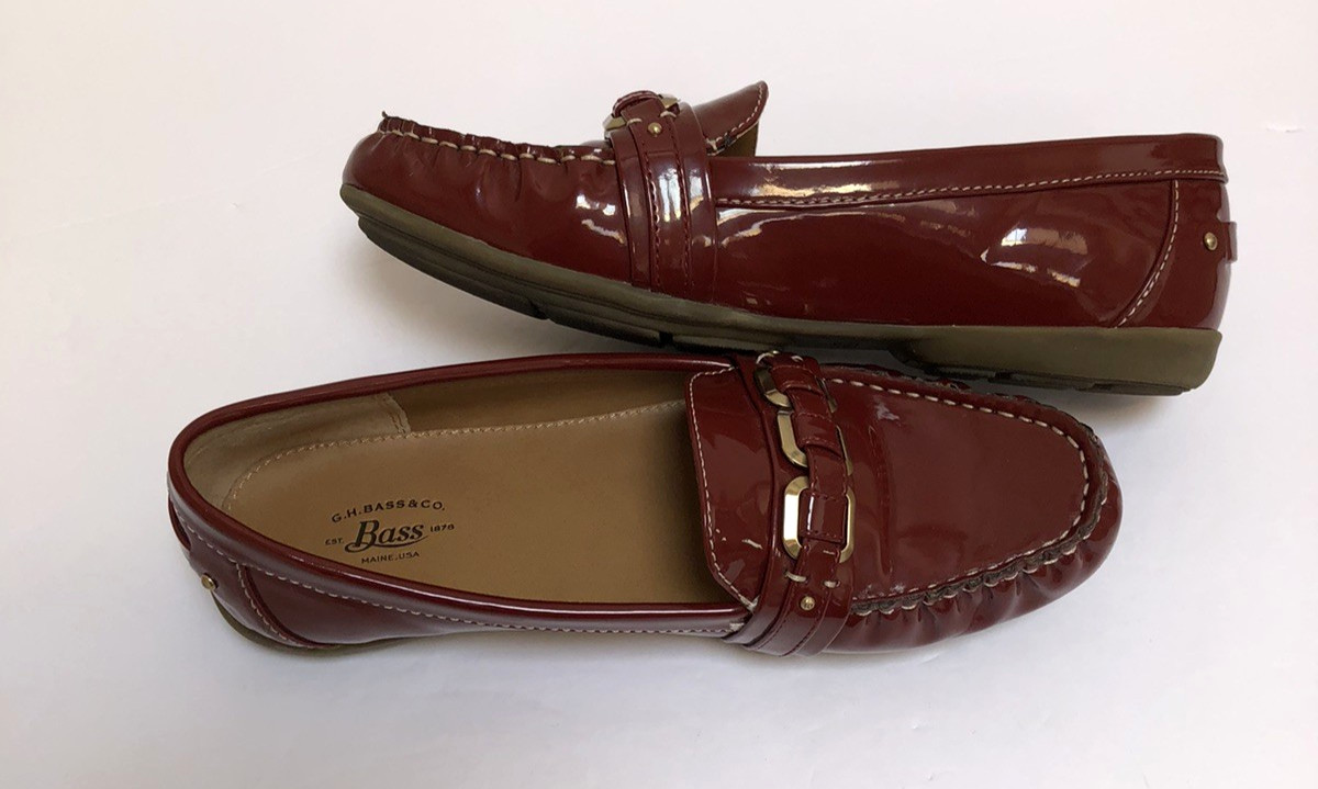 Bass Betsy Rust Vegan Man Made Patent Moc Loafer Shoes Women’s 7M