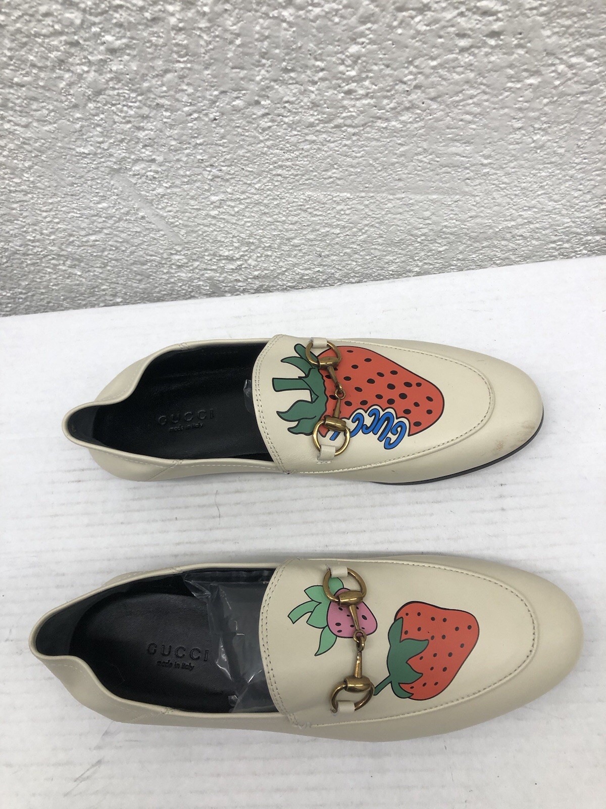 Gucci GG Horsebit Loafers Shoes Jordaan Leather Strawberry Sz 6.5 US 36.5 EU AR3