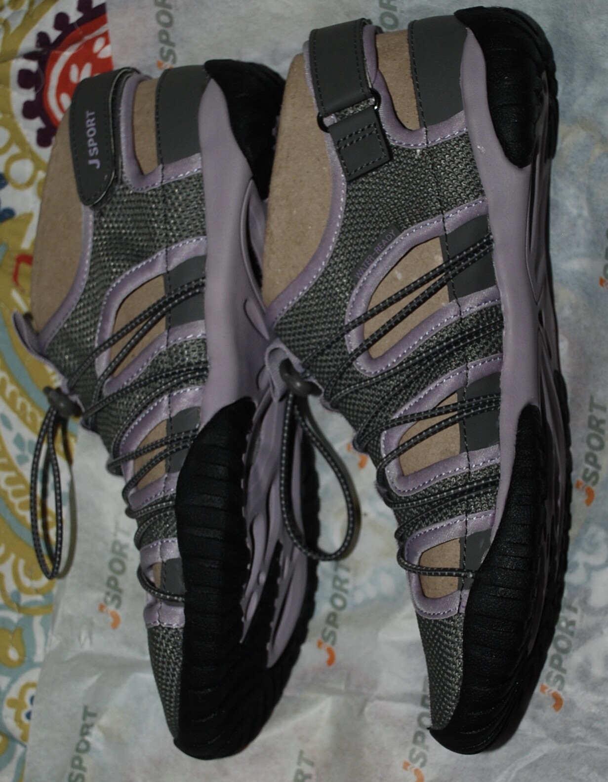 8 Women’s JSport by Jambu Dark Gray/Orchid Newbury Water Ready Fisherman Sandal