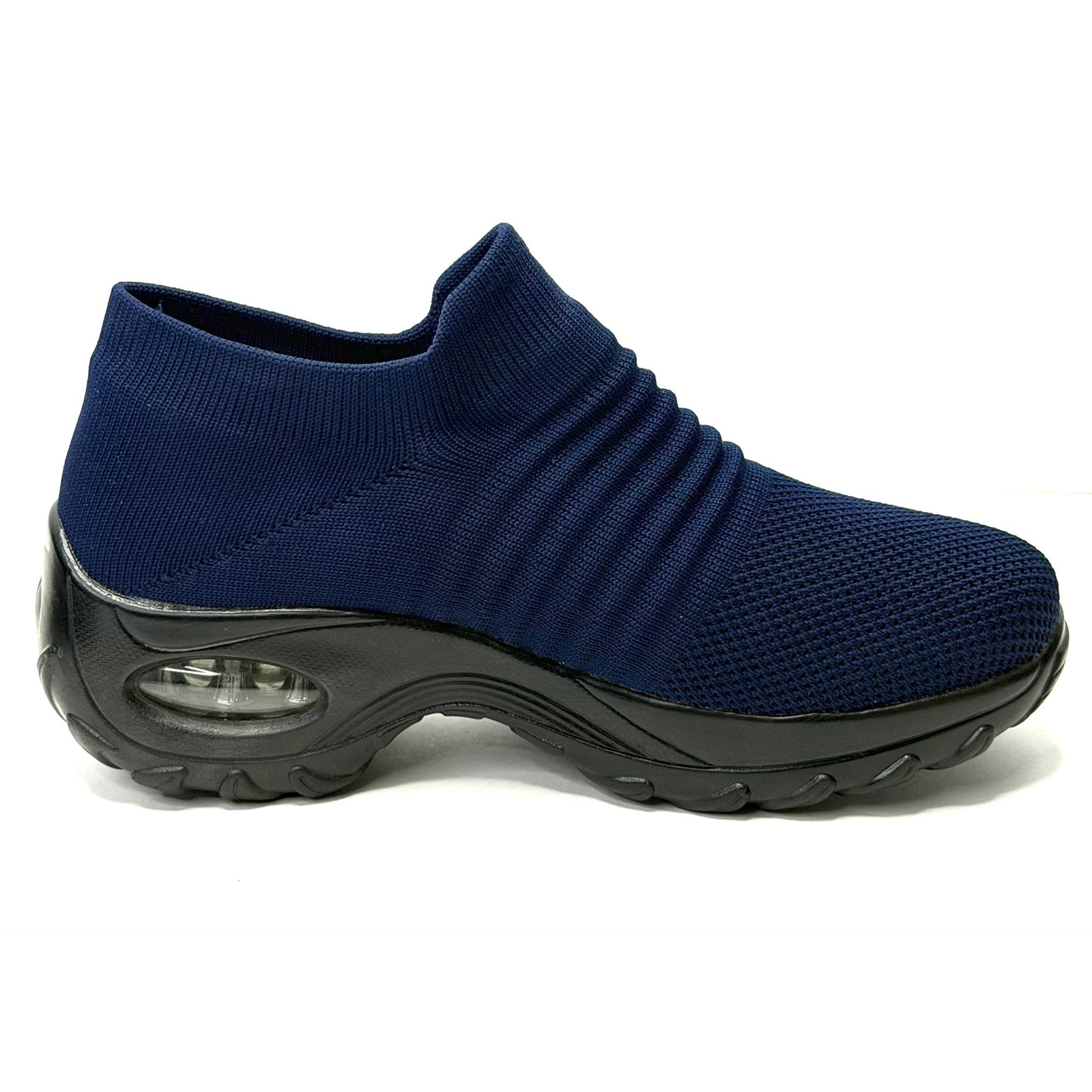 Slow Man Women’s Walking Shoes Sock Sneakers Navy Blue Size 9