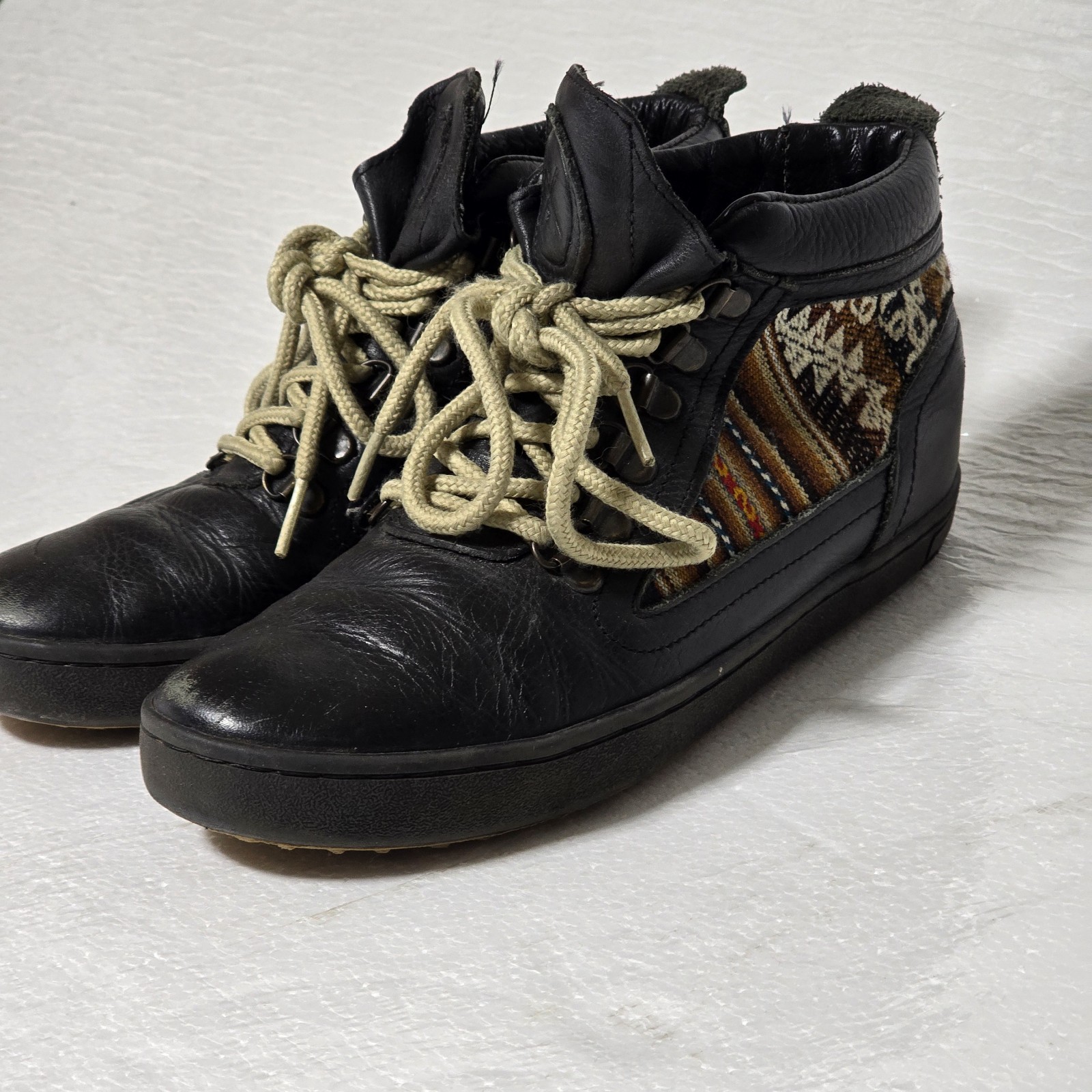 Inkkas Leather Black Leather Ankle Boot Shoes Men’s 5 /Women’s 7 Mexico Aztec