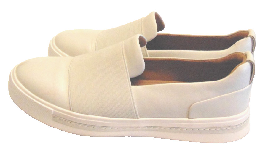 CLARKS UNSTRUCTURED CONTOUR COMFORT WOMENS WHITE LEATHER SLIP ON SHOES NURSES~6