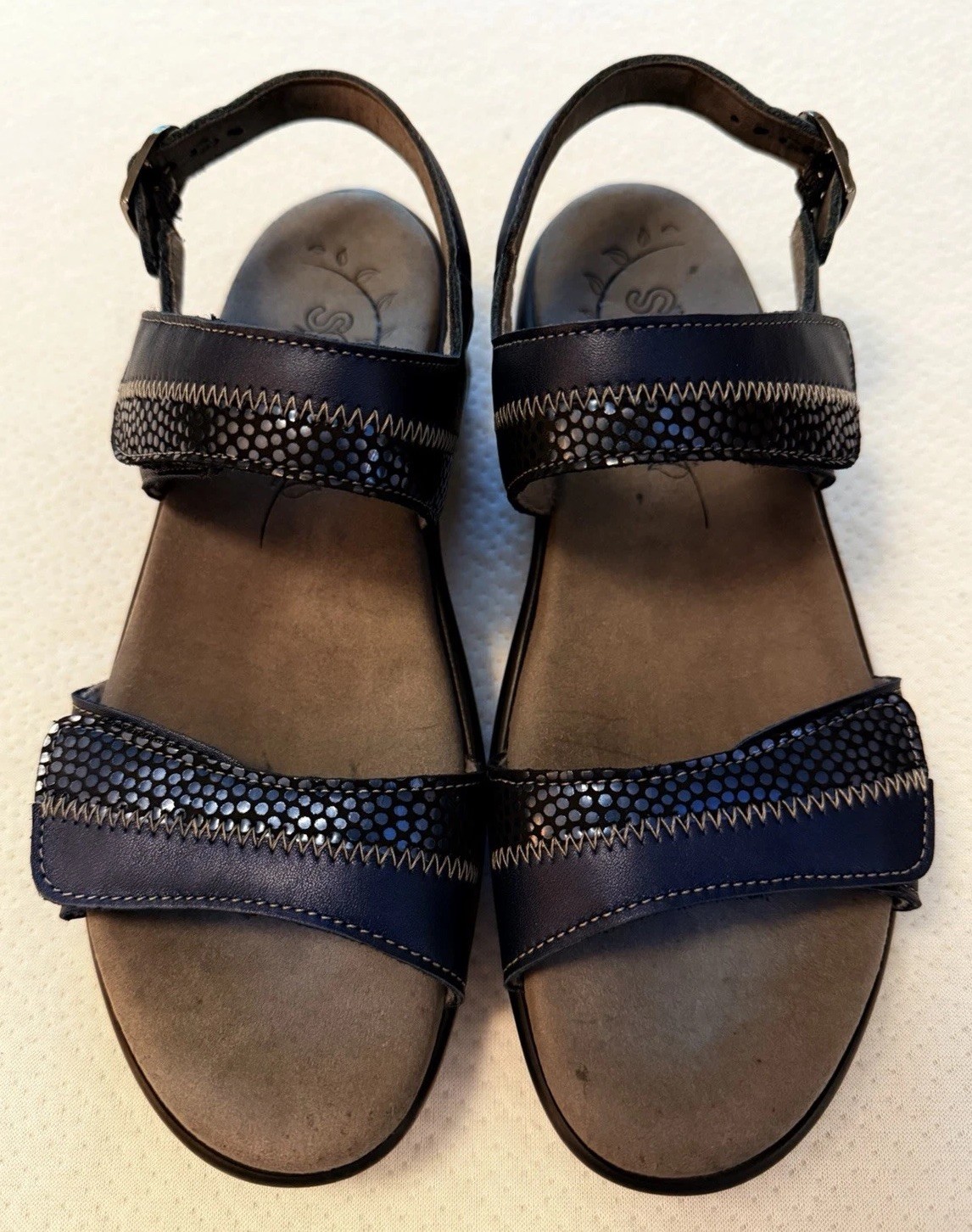 SAS Women’s Nudu Sandals 7N Navy Blue Adjustable Comfort Casual Leather USA Made