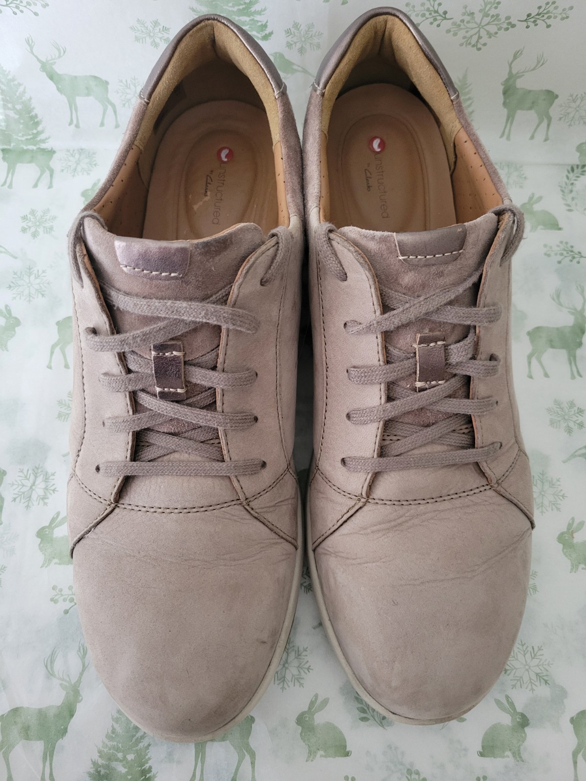 Clarks Un Adorn Lace Womens 11M Taupe Nubuck Leather Comfort Walking Shoes Beige