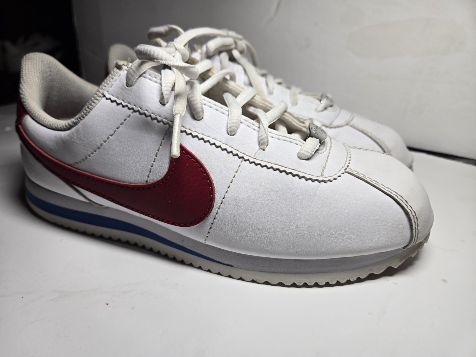 Nike Cortez Forrest Gump Sneakers White Varsity Red & Varsity Blue Size 6y