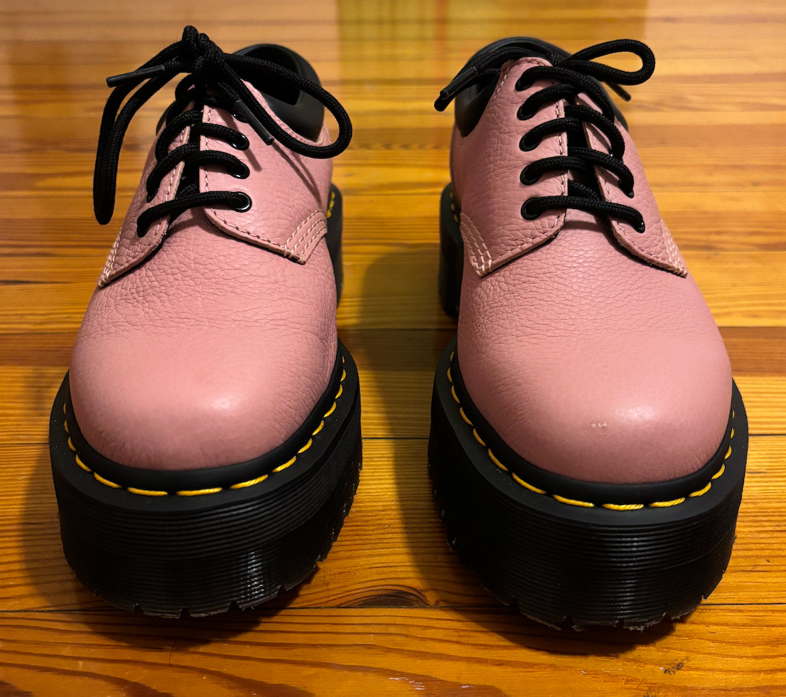 Dr. Martens 8053 Pisa Leather Platform Casual Shoes, Women Size 8, Peach Beige