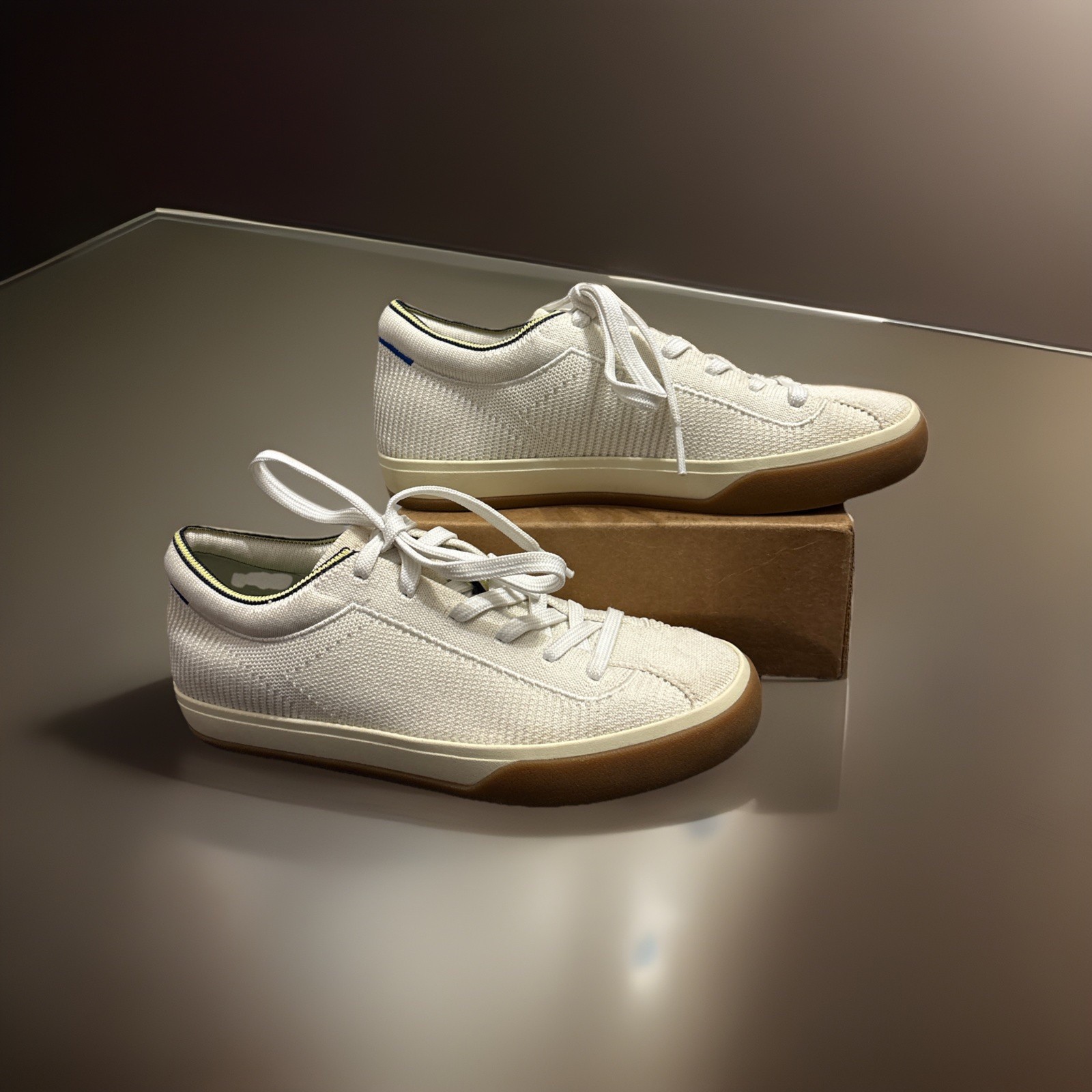 ROTHY’S Casual Shoes Womens Size 6 The Lace Up Blonde Cream Sneakers NO INSOLES