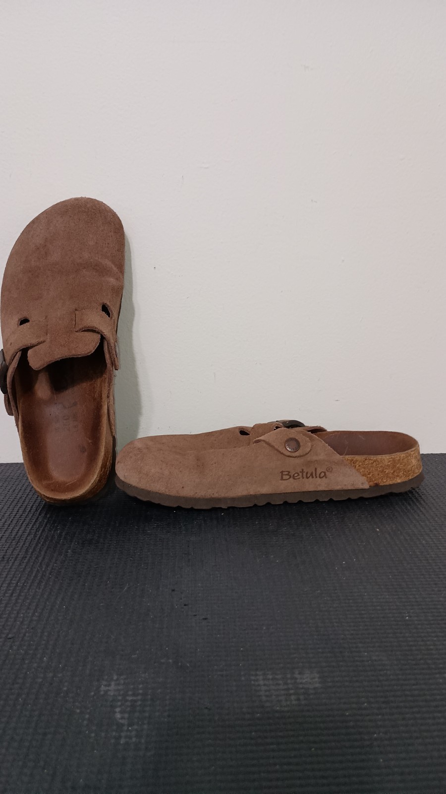 Birkenstock Betula Boston Khaki Suede Slip On Clogs US W 8 EU 39 Stained