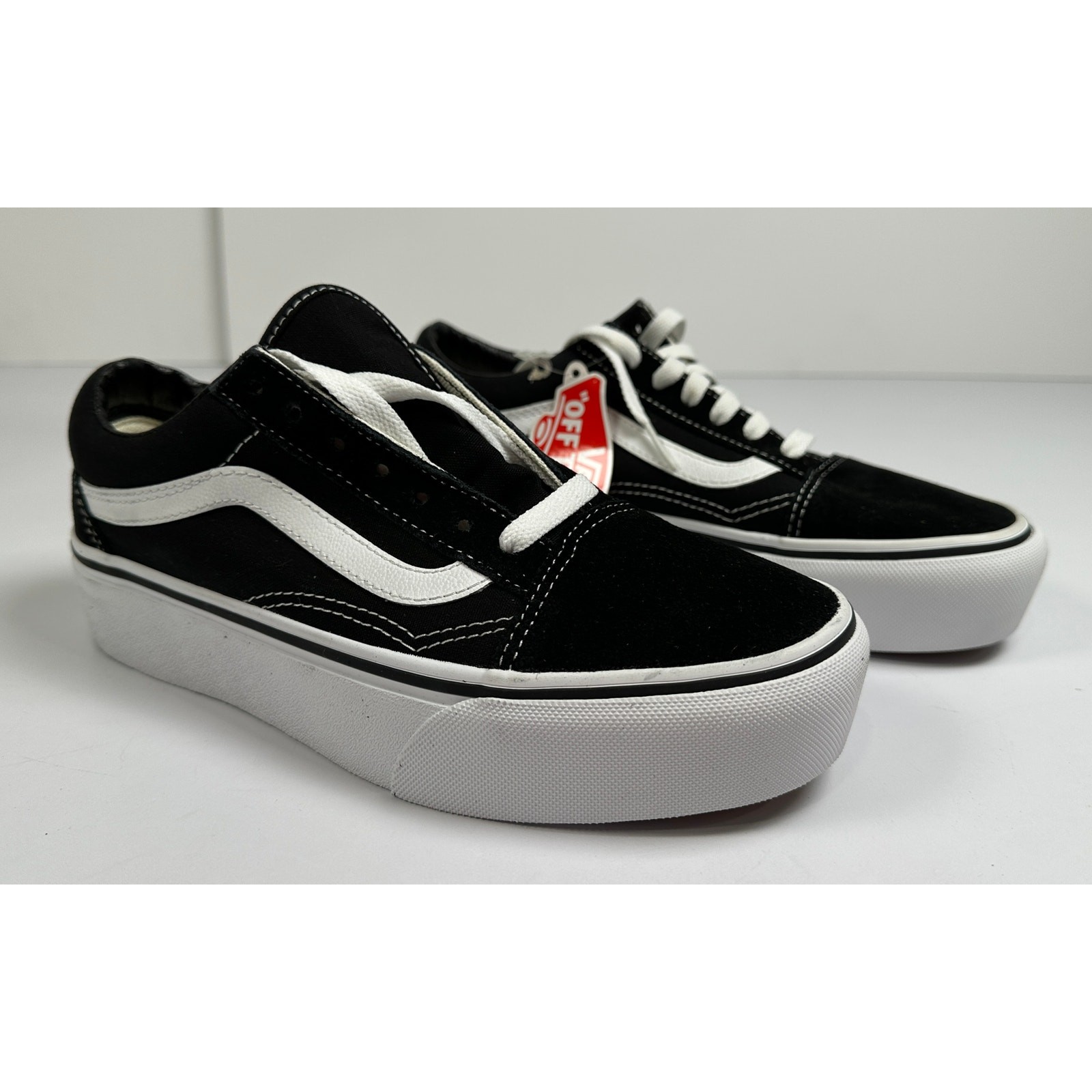 VANS UNISEX SHOES OLD SKOOL PLATFOR SNEAKER BLACK/WHITE SIZE M5 W6.5 NIB #024S
