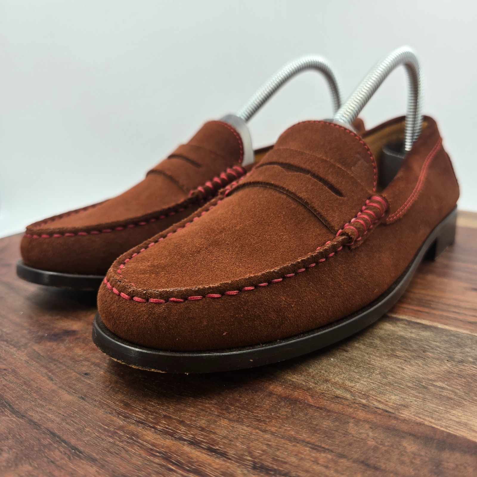 Tod’s Penny Loafer Shoes Women’s 9 Brown Suede Moc Toe Slip On Flats Moccasin