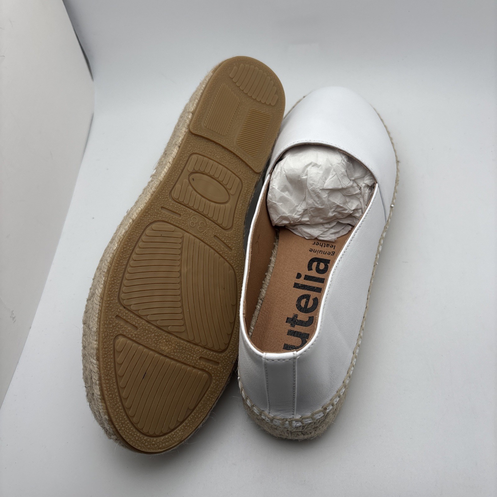 $120 Jutelia Leather Espadrilles in White Size 38*Runs Large (US 8) Spain