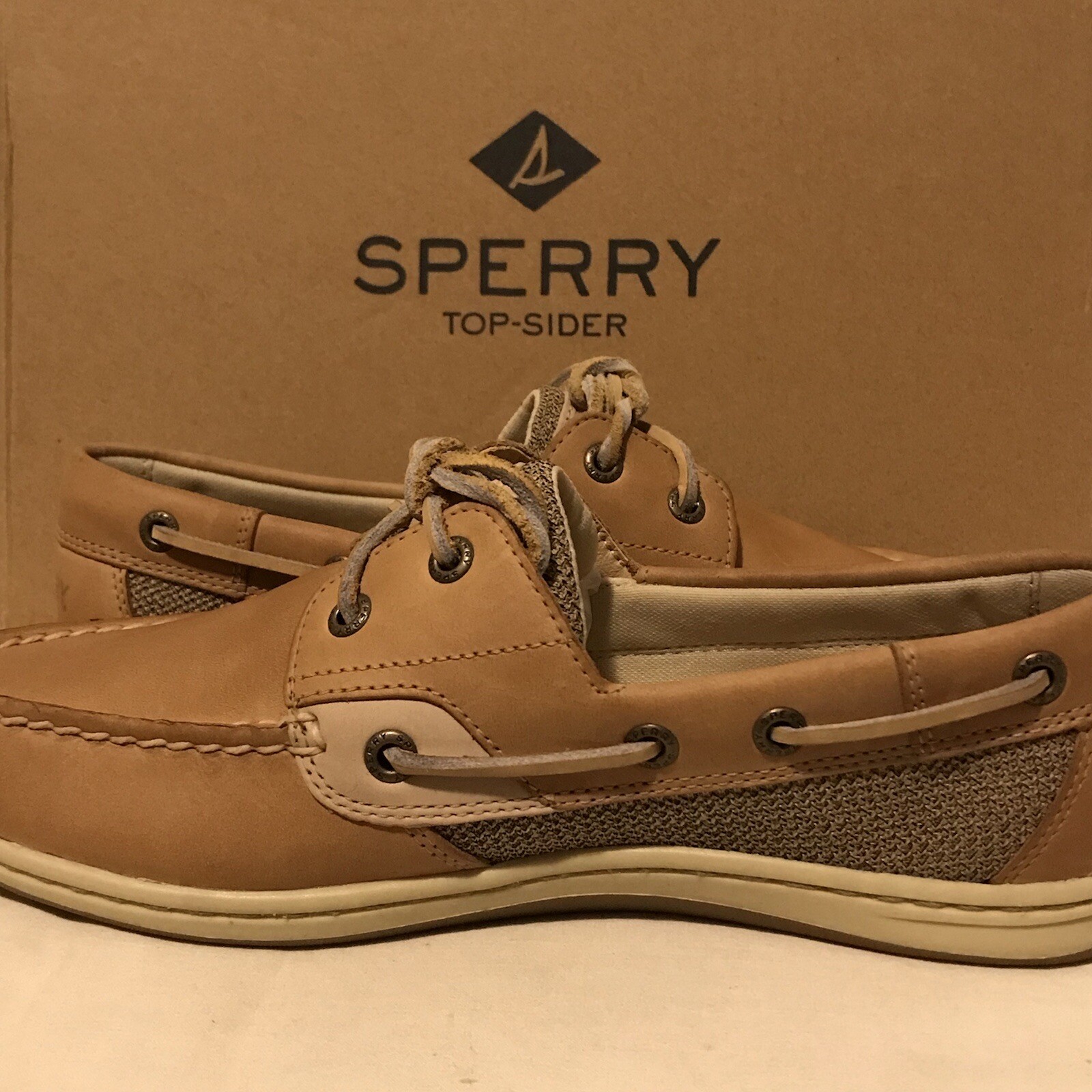 NEW SPERRY Top Sider Women’s Size 6 M Koifish 2 Eye Boat Shoes Linen/Oat 95589