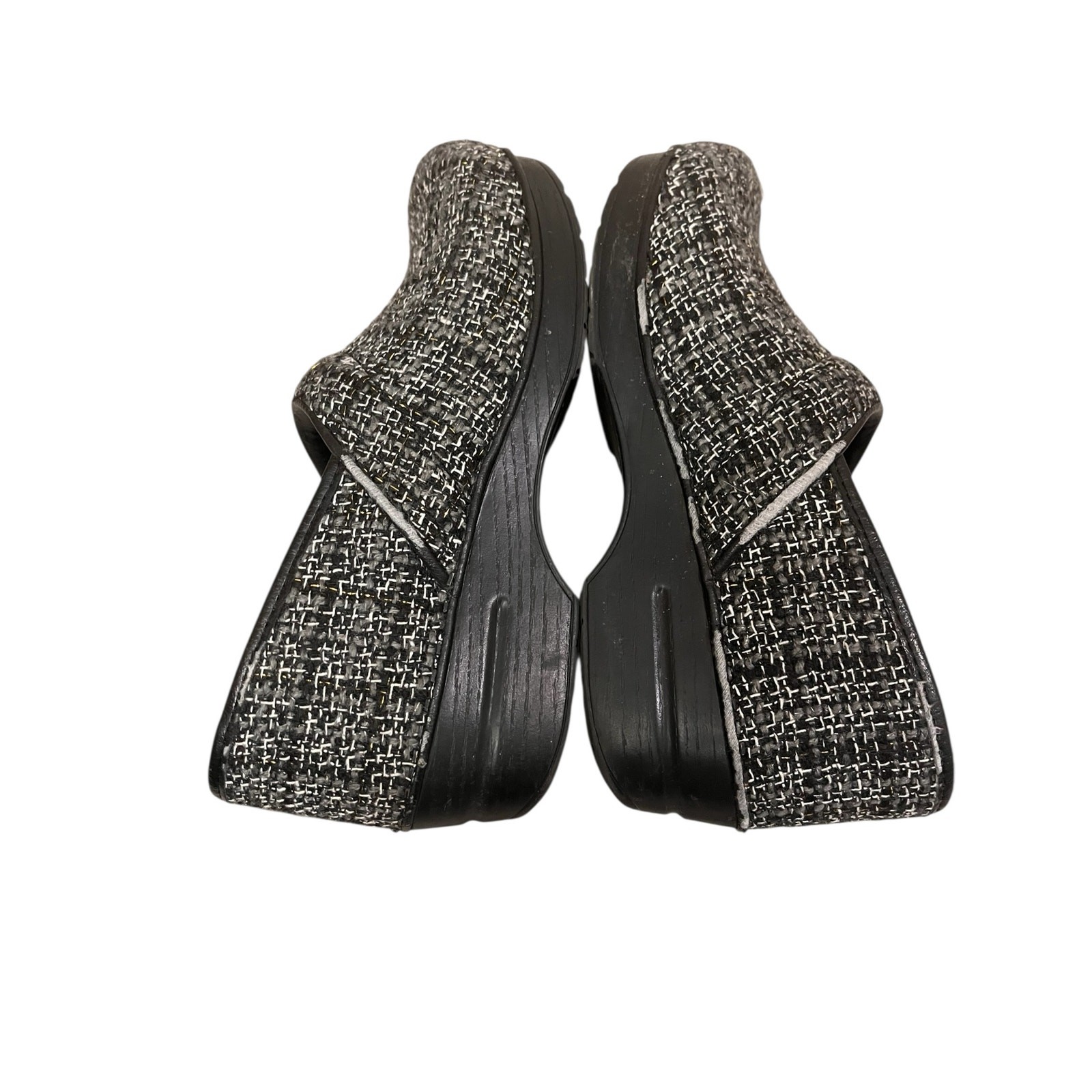 DANSKO Black/White/Gray Textured Fabric Clogs Shoes Women’s 40 Vegan
