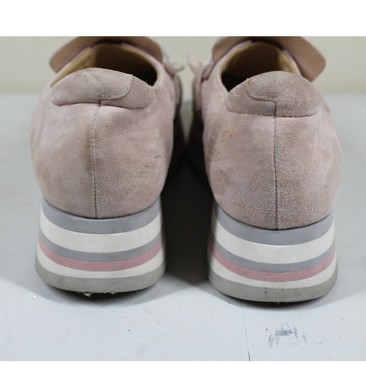 Softwaves Cadie platform loafers light pink/taupe suede Womens 39