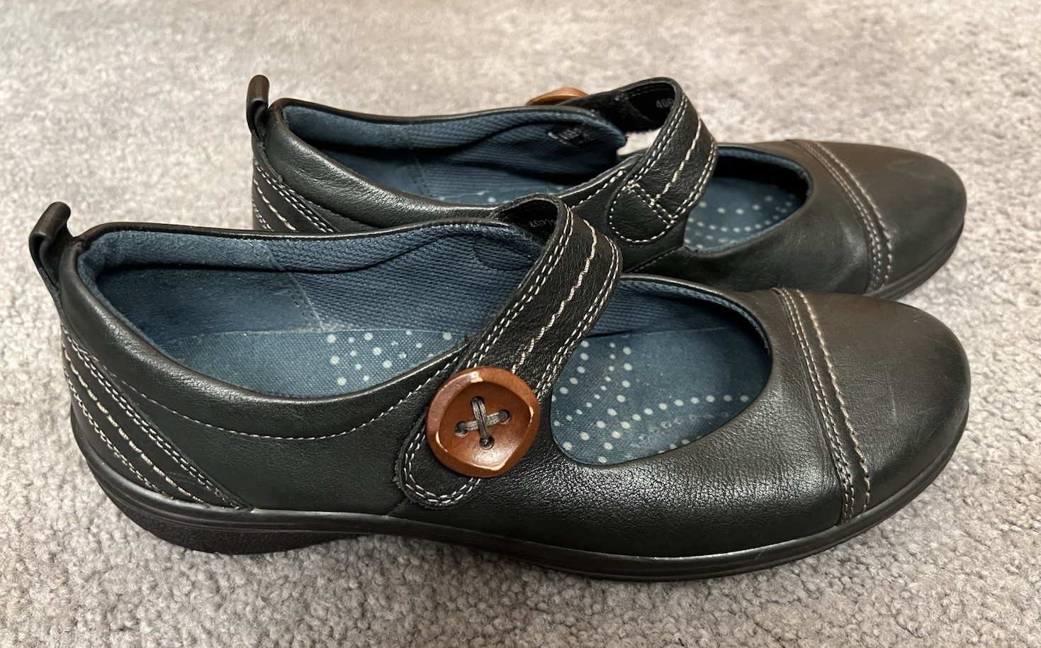 Ecco Glebe Women’s Black Leather Mary Jane Shoes w/Button EU Size 40 US 9-9.5