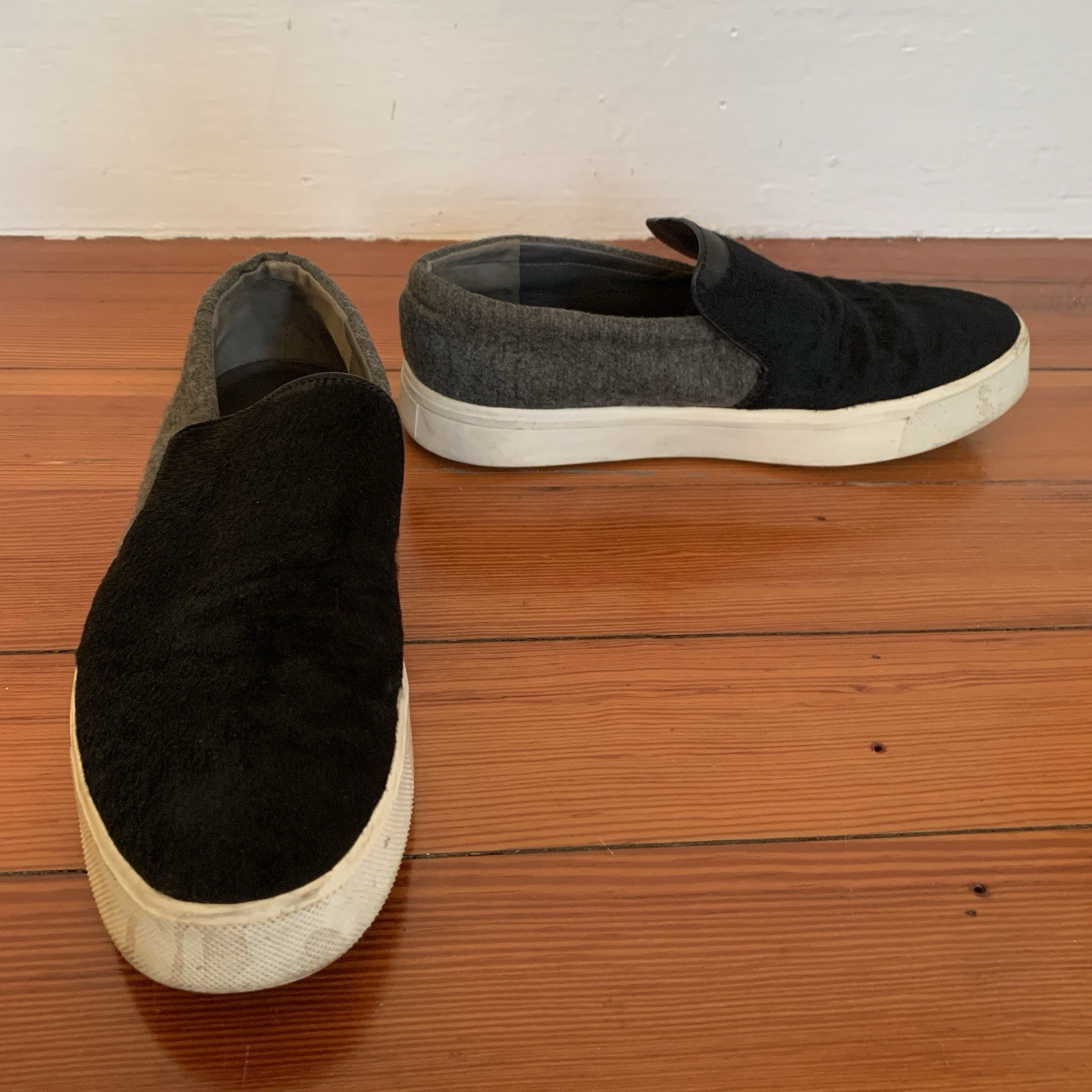 Vince Berlin Pony Calf Hair Leather Slip On Causal Sneakers Black Women’s 7.5