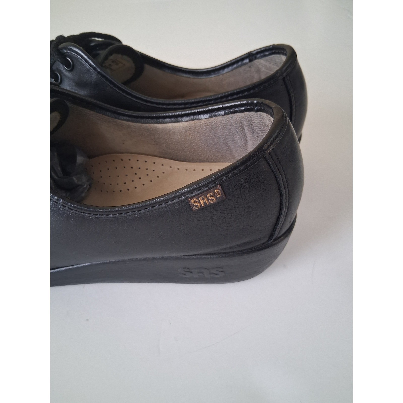 SAS Siesta Comfort Oxford Shoes Womens 10.5 M Black Leather Lace Up Walking Work