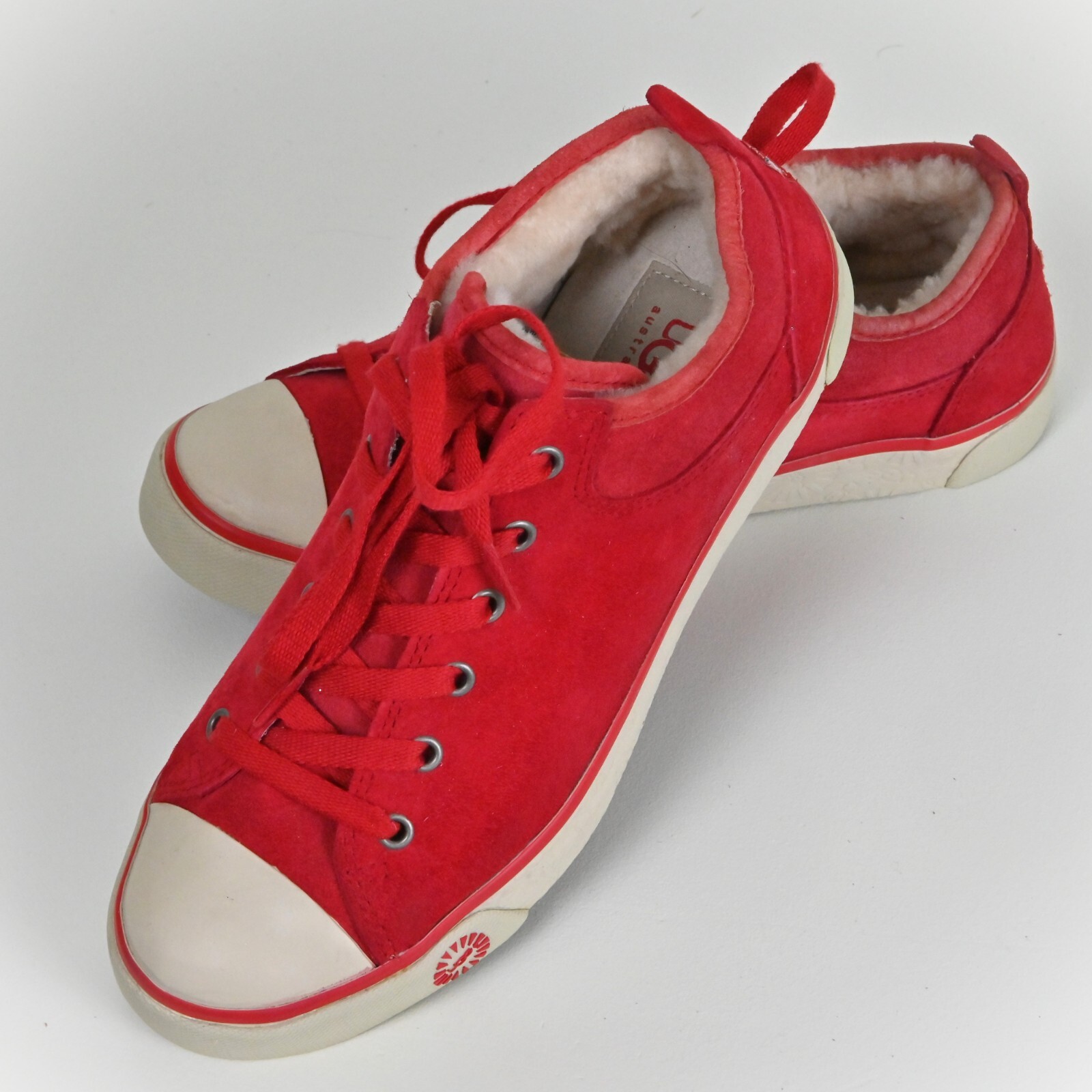 UGG 60s Suede Upper Sheepskin Shearling Lined Comfort Low Top Sneakers US7 UK5.5