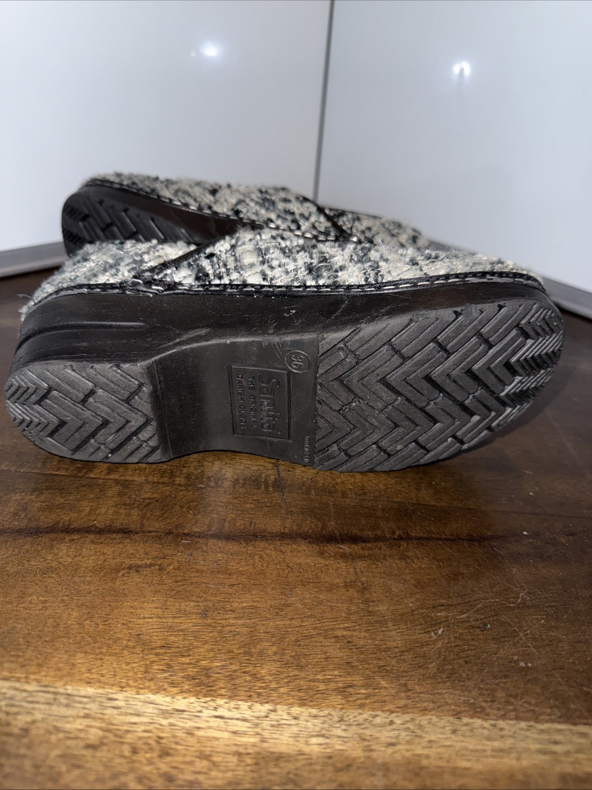Sanita Danish Design Vegan Gray Cloth Clogs Shoes Women’s UK 36 US 4.5-5 See Pic