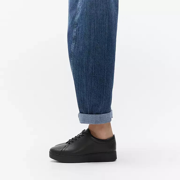 Fitflop Women’s Leather Sneaker Rally Comfort Shoes R29-090 All Black